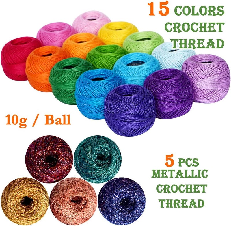 colored bird 20 Pack Crochet Thread Craft Yarn for Knitting and Crochet Perfect Beginner Kit - Image 4